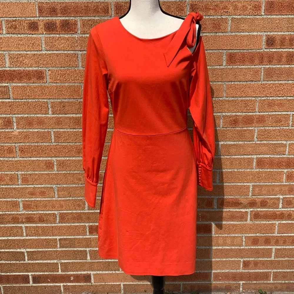 Simona Maghen Caprice Dress Long Sleeve Fit & Flare Single Cold Shoulder size 8 - Picture 1 of 15